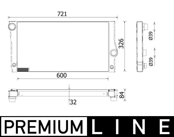 Radiator motor MAHLE BMW 5 (F10/F11/F07) 3.0 Inaltime 326mm Latime 600mm Grosime 32mm Cimentata