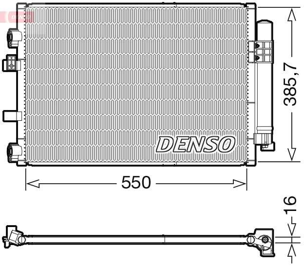 Condensator climatizare DENSO A/C cu uscător FORD C-MAX II GRAND C-MAX 1.6D 12.10-06.19 385.7mm x 550.0mm x 16.0mm