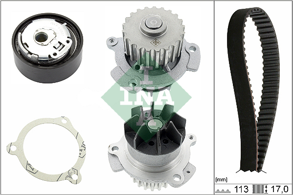 Set sincronizare curea scripete pompa apa LADA KALINA II 1.6 11.13-09.18 17mm 113 dinti INA