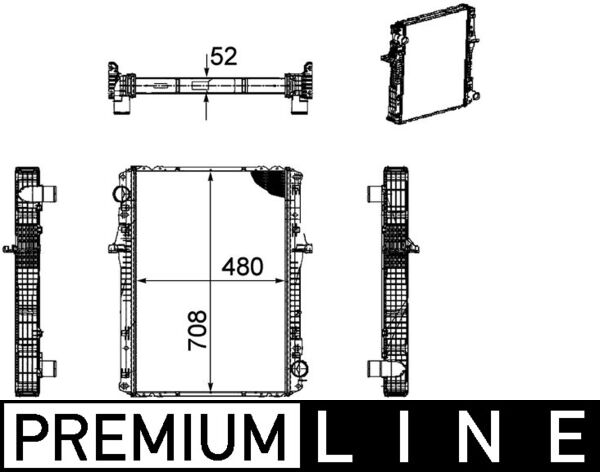 Radiator motor fara cadru MAHLE Nissan Atleon BD-40Ti 09.00- Inaltime 480mm Latime 708mm Grosime 52mm Cimentata