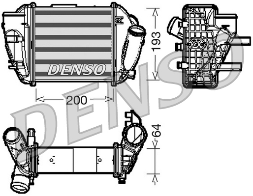 Intercooler compresor DENSO AUDI A4 B6 2.5D 11.00-12.05 aluminiu 200x193x64 mm montare stanga manual/automat aer conditionat