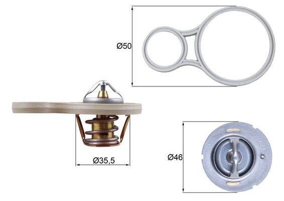 Termostat lichid racire 91°C MAHLE Chrysler Dodge Mini Plymouth 1.6-2.4 Diametru 35.5mm 46.0mm