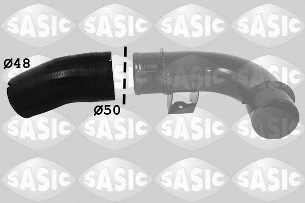 Furtun intercooler negru diametru 48mm partea evacuarii FIAT BRAVO II LANCIA DELTA III 1.6D/1.9D 11.06-12.14 SASIC