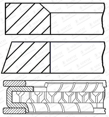 Set segmenti piston GOETZE 67mm STD 1.2-1.2-2.0 HYUNDAI ATOS I10 I KIA PICANTO 1.1