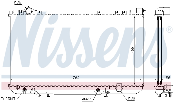 Radiator racire motor NISSENS LEXUS LS 4.0 Inaltime 400mm Latime 748mm Grosime 26mm Aluminiu Plastic