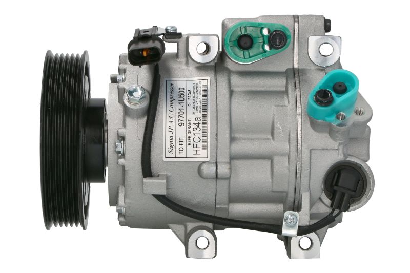 Compresor climatizare NRF HS18 Hyundai Santa Fé III 2.4, Tensiune 12V, Fulie 119mm, Diametru admisie 19.6mm, Evacuare 17mm, Ulei PAG 46