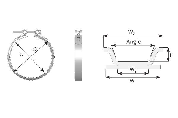 Colier sistem de esapament DINEX otel inoxidabil DAF LF 45, 55 diametru interior 63.5mm exterior 82.0mm inaltime 20.0mm