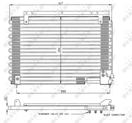 Condensator climatizare aluminiu Volvo 940 2.4 TD 1990-1996 NRF 396x617x22 mm 11.7 mm admisie/evacuare