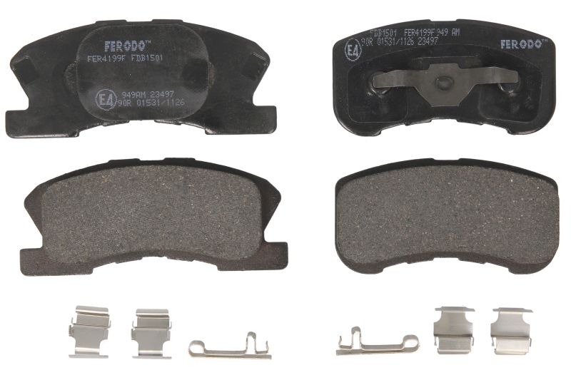 Set Placute Frana Disc FERODO Fata R90 Homologated Inaltime 49.6 mm Latime 116.0 mm Grosime 15.4 mm Senzor Uzura Da