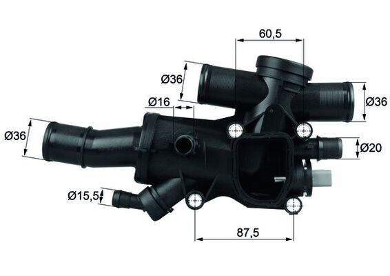 Termostat lichid racire MAHLE 83°C carcasa interior 20mm exterior 36mm inaltime 87.5mm Volvo Citroen 2.0D/2.2D/3.0 09.02-