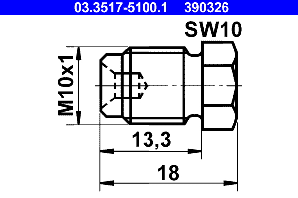 Adaptor Conducte Frana ATE Clema Conducta Furtun Lungime 11.5/18mm Filet M10X1 Cheie 10mm Volvo 740 940 Ford Galaxy Peugeot 205 305