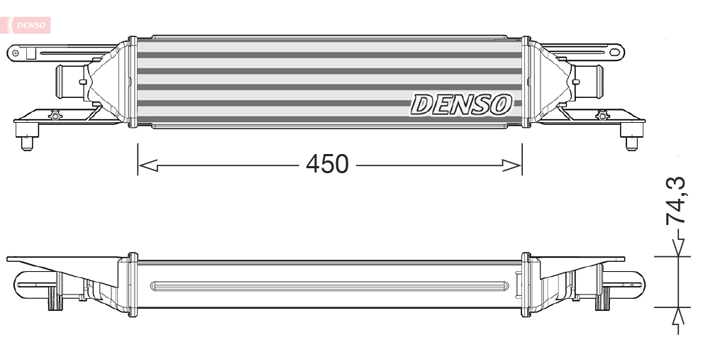 Intercooler DENSO Inaltime 450mm Latime 100mm Grosime 52mm ALFA ROMEO MITO FIAT GRANDE PUNTO PUNTO EVO 1.3D