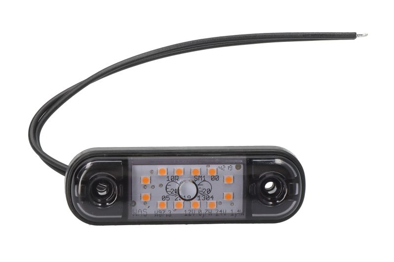 Lumina de clarificare WAS L/R oval portocaliu/afumat LED 24,2mm înălțime 83,8mm lățime 10,4mm adâncime 230mm lungime cablu 12/24V