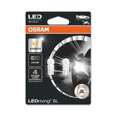 Bec LED OSRAM LEDriving SL W5W 12V 0,5W W2,1X9,5D chihlimbar ambalaj blister 2buc iluminare demarcare avertizare