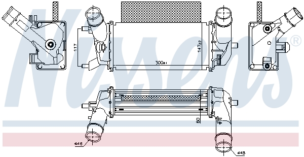 Intercooler compresor NISSENS Ford Ecosport Fiesta VII 1.0 10.13- Aluminiu Plastic 300x147x80 mm