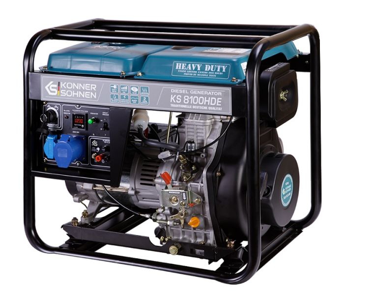 Generator Diesel K&S 6.5 kW 230V 1 fază 28.26A 71dB 14HP 11L pornire electrică/manuală 51kg