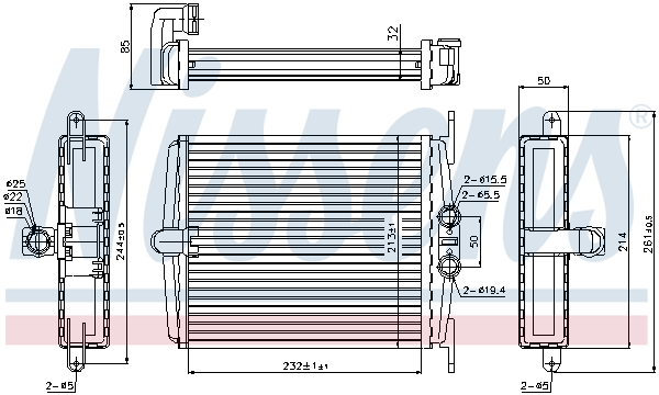 Schimbator Caldura Incalzire Habitaclu NISSENS Aluminiu Inaltime 213mm Latime 232mm Grosime 32mm Mercedes-Benz