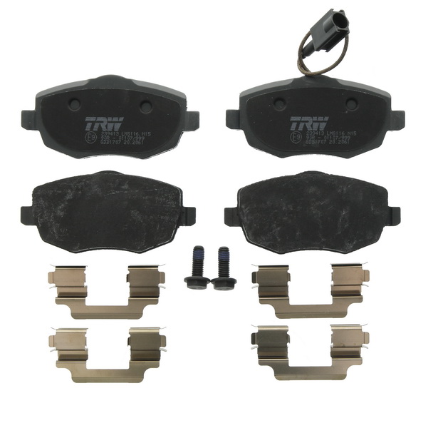 Set placute frana fata cu suplimente suruburi ghidare etrier LANCIA YPSILON 1.3D/1.4 02.06-12.11 TRW 55.5x116.7x15.6 mm