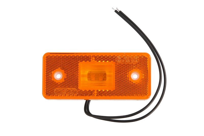 Lampă spălare poziţie dreptunghiulară LED reflector portocaliu 24V 46mm înălțime 116mm lățime 220mm cablu montare laterală WAS