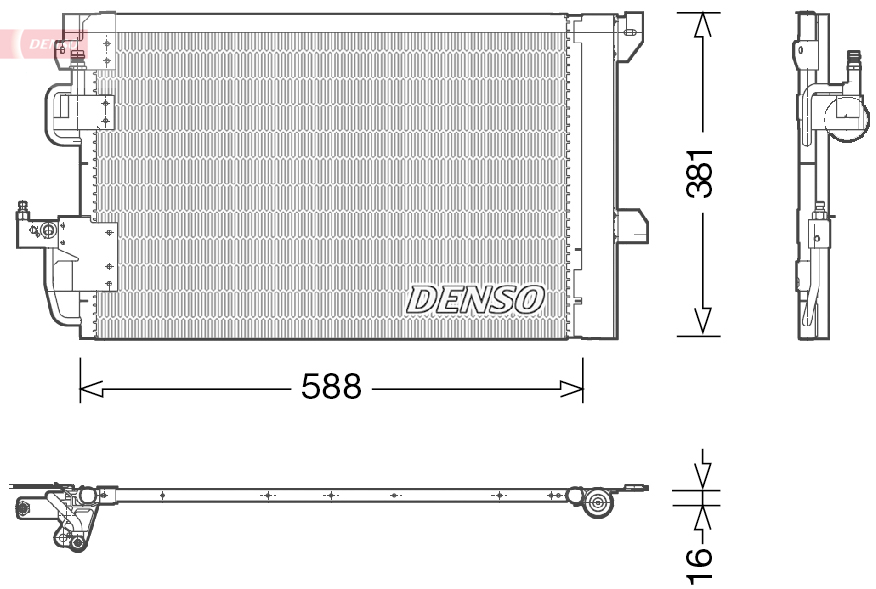 Condensator climatizare DENSO cu uscător OPEL ASTRA G 1.2-2.2 02.98-12.09 588x381x16 mm R 134a