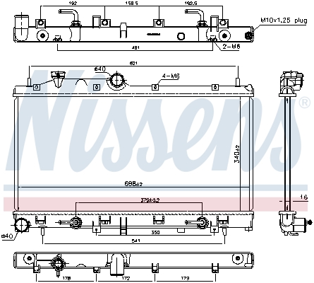 Radiator motor automat NISSENS Subaru Legacy V Outback 2.0/2.5 aluminiu 340mm înălțime 675mm lățime 16mm grosime