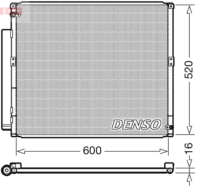 Condensator climatizare DENSO cu uscator A/C Toyota Land Cruiser Prado 3.0D 520x600x16 mm R134a