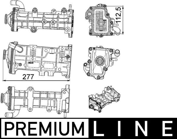 Radiator recirculare gaze esapament MAHLE IVECO DAILY IV 3.0D Inaltime 155mm Lungime 282mm Latime 140mm