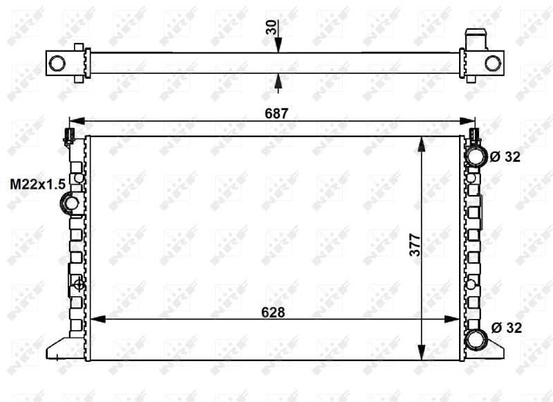 Radiator motor aluminiu 378mm înălțime 625mm lățime 34mm grosime VW GOLF III IV 1.6-2.0 NRF