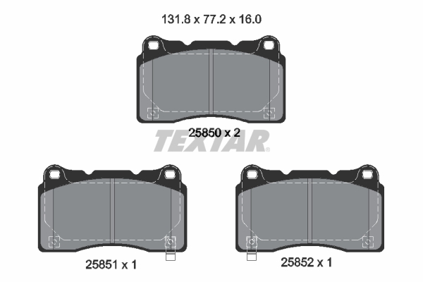 Set placute frana Fata Honda Civic X 2.0 06.17- TEXTAR 77.2mm Inaltime 132.0mm Latime 16.0mm Grosime