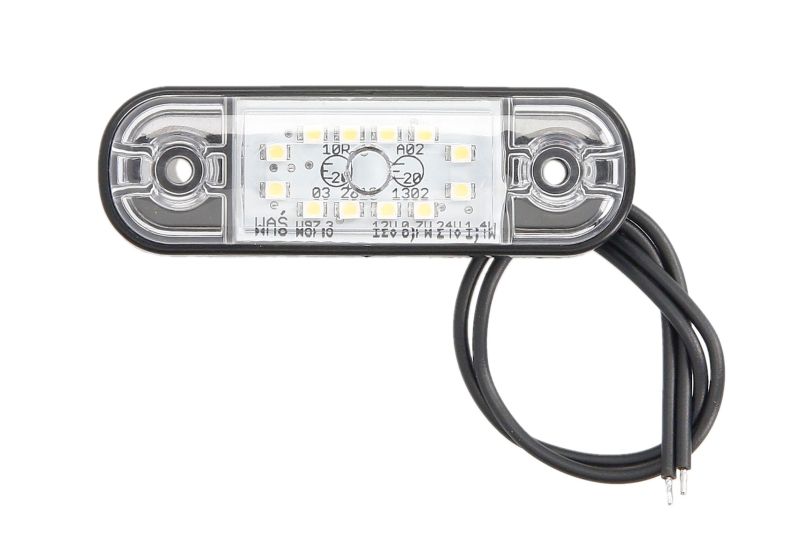 Lumina de clarificare WAS oval alb LED 24,2mm înălțime 83,8mm lățime 10,4mm adâncime 12/24V montare față dreapta/stânga IP66/IP68