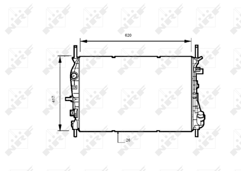 Radiator motor aluminiu FORD MONDEO III 2.0D-3.0 Inaltime 417mm Latime 620mm Grosime 26mm NRF