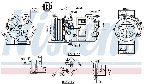 Compresor aer condiționat NISSENS DS DS5 C4 Picasso C5 III SD7C16 12V 108mm PAG46 R134a 135ml 6 caneluri