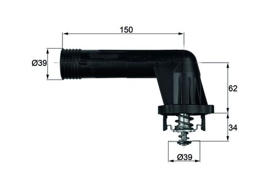 Termostat lichid racire MAHLE 95°C carcasa BMW 3 E36 5 E34 Z3 E36 1.6-1.8CNG 39mm 62mm etansare 09.93-08.00