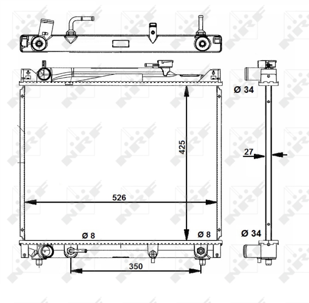 Radiator motor aluminiu 425.0mm Înălțime 526.0mm Lățime 27.0mm Grosime SUZUKI GRAND VITARA I VITARA 2.0/2.5 NRF