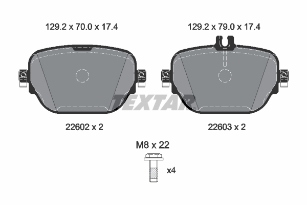 Set Placute Frana Spate TEXTAR Mercedes E T-Model S213 2.0DH 08.20- Inaltime 70mm Latime 129.2mm Grosime 17.4mm Senzor Uzura Da