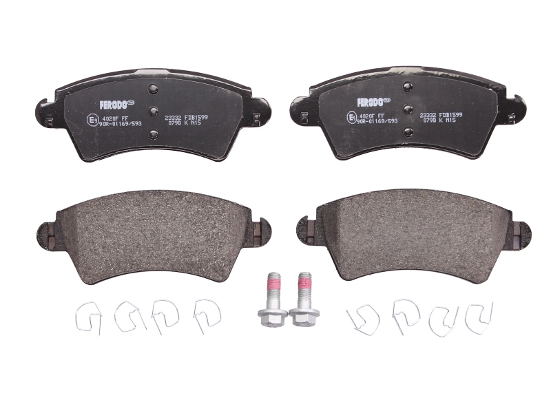 Set placute frana Fata cu lacat suruburi ghidare etrier Peugeot 206 306 1.6-2.0D 05.93-09.09 FERODO 131x52x18mm R90 Homologated