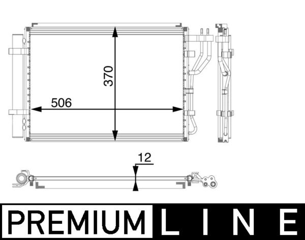 Condensator climatizare MAHLE cu uscător Hyundai IX20 Kia Venga 1.4-1.6LPG 370x506x12mm