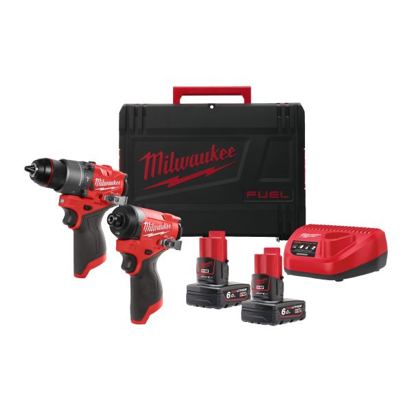 Set scula electrica MILWAUKEE M12 FPP2A2-602X 12.0V 6.0Ah Li-Ion 2 buc baterii incluse incarcator inclus 5 buc lemn/metal