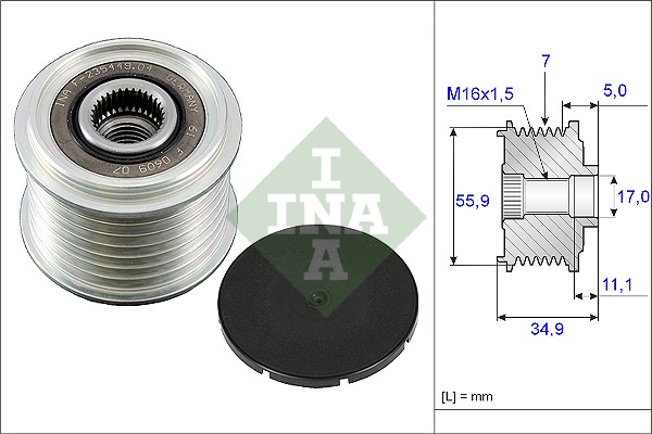 Fulie Alternator INA Audi Q7 Porsche Cayenne Macan Panamera VW Phaeton Touareg 3.0/3.2/3.6 04.02- Sistem Electric Motor