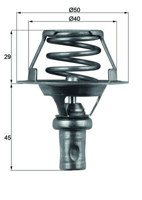 Termostat lichid răcire MAHLE 91°C Dacia Supernova Renault 19 II Clio I diametru 50mm înălțime 29mm cu etanșare