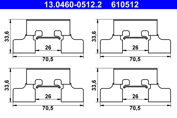 Set accesorii placute frana montare spate Jaguar S-TYPE II XJ 2.5-4.2 01.99-03.09 ATE