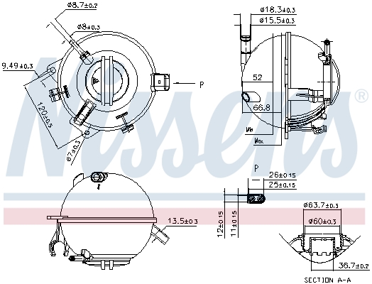 Vas expansiune racire plastic NISSENS cu capac senzor pentru AUDI A3 Q3 TT SEAT ALHAMBRA ALTEA LEON SKODA OCTAVIA VW BEETLE