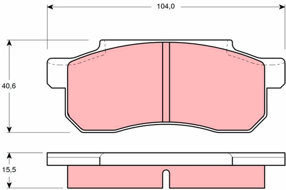 Set placute frana Fata Honda City Jazz 1.2/1.3 TRW 104x40.6x15.5mm