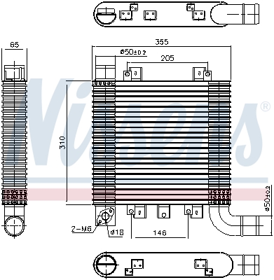 Intercooler aluminiu HYUNDAI SANTA FÉ II SUV 2.2D 03.06-05.13 NISSENS 355x306x65mm racit cu aer