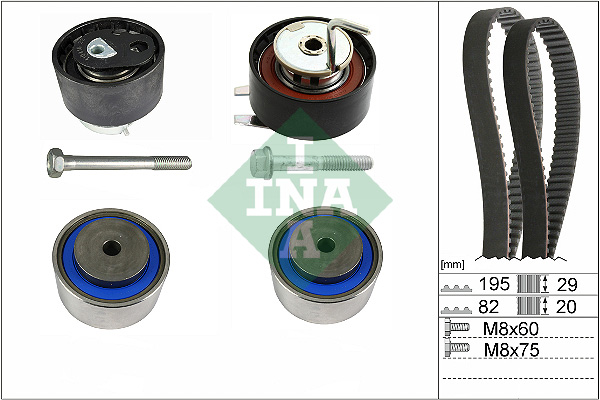 Set pompa apa + curea dintata INA LAND ROVER DISCOVERY III IV RANGE ROVER SPORT I 2.7D Latime 29.0mm 20.0mm Numar dinti 195 82