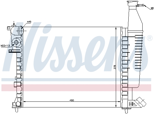 Radiator Racire Motor NISSENS Inaltime 460mm Latime 378mm Grosime 23mm Aluminiu Plastic Mecanic