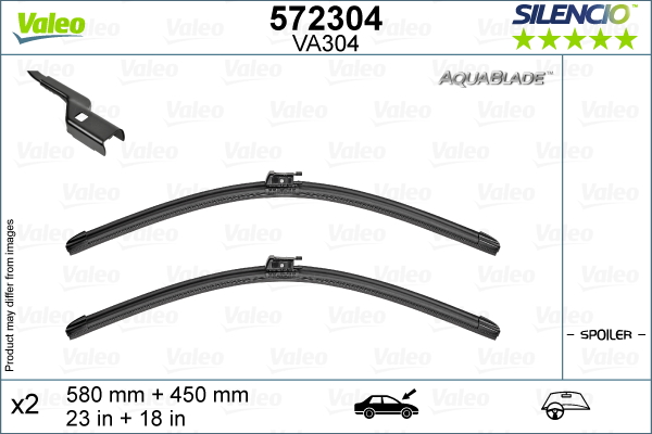 Lamela ștergător VALEO AquaBlade fără încălzire față spoiler 580/450mm 2buc ALPINE A110 II 12.17- fără duză spalare