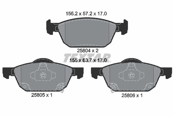 Set placute frana Fata TEXTAR, frana disc, HONDA CIVIC IX, X 1.0-2.2D 02.12-, Inaltime 57.2 mm, Latime 156.2 mm, Grosime 17.0 mm