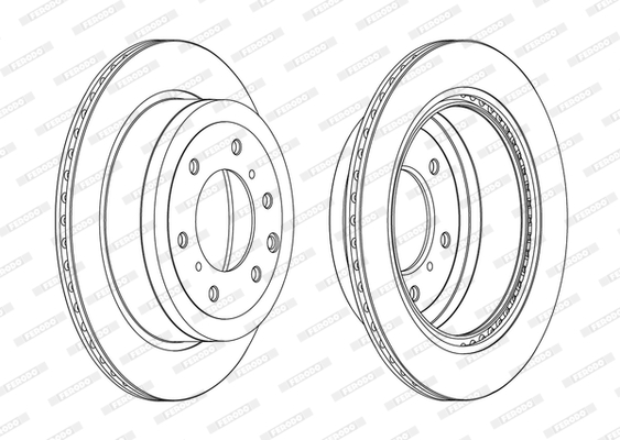 Disc frana ventilat spate dreapta/stanga FERODO Mitsubishi Pajero IV 3.2D/3.8 diametru 331.8mm grosime 18mm 6 gauri