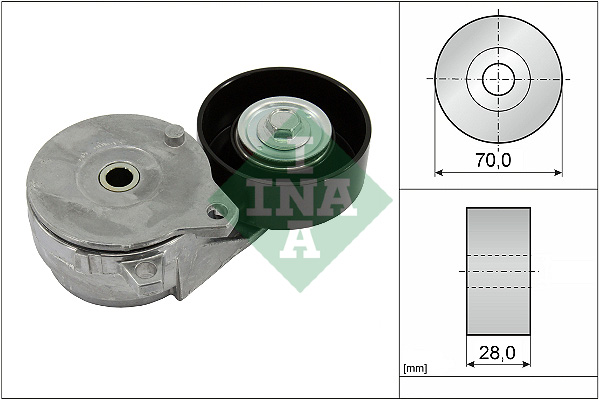 Întinzător curea transmisie INA Multi-V Nissan Juke Qashqai X-Trail Renault Clio Latitude Ø70mm L28mm